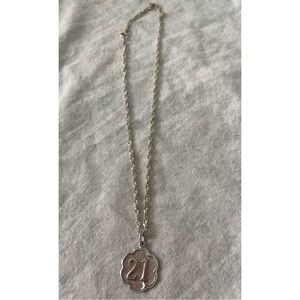 Vintage 925 Silver 21 Pendant Necklace